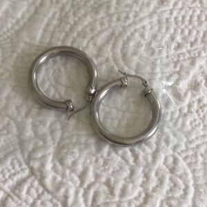 Classic Chunky Silver Hoop Earrings